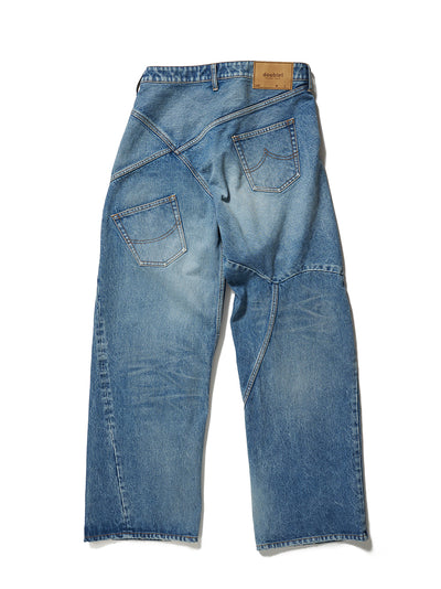 Distorted Cutting Denim Pants Indigo