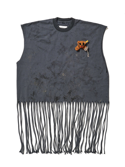 No Sleeve T-Shirt With Villain Bear Black