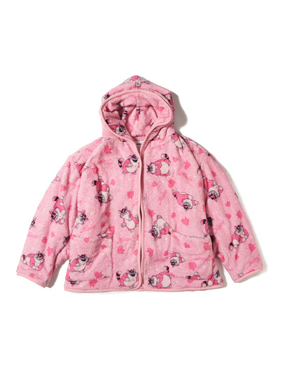 Cartoon Print Blanket Coat Pink