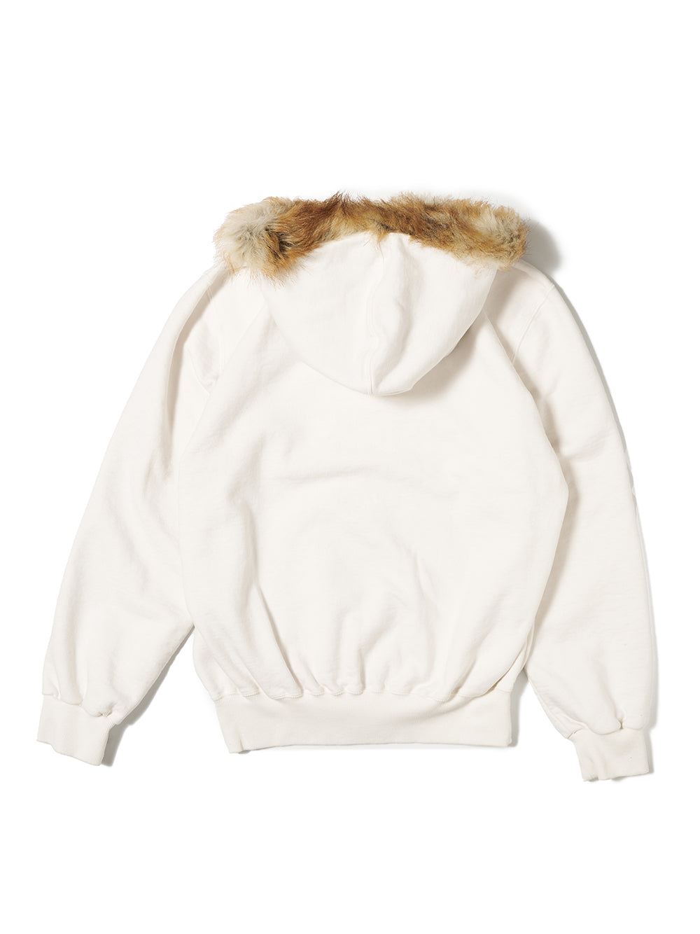 Furry Collar Zip-Up Hoodie White
