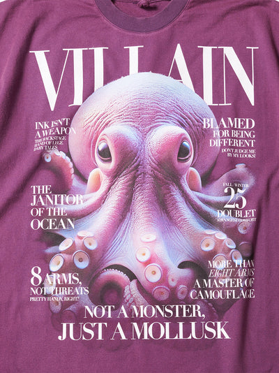 Villain Cover Print T-Shirt Purple