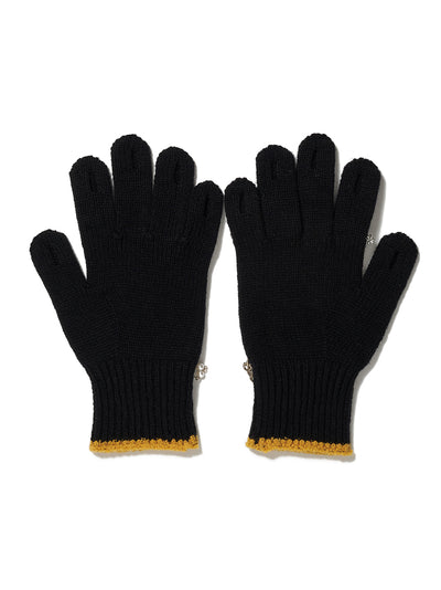 Knit Gloves With Rings Black