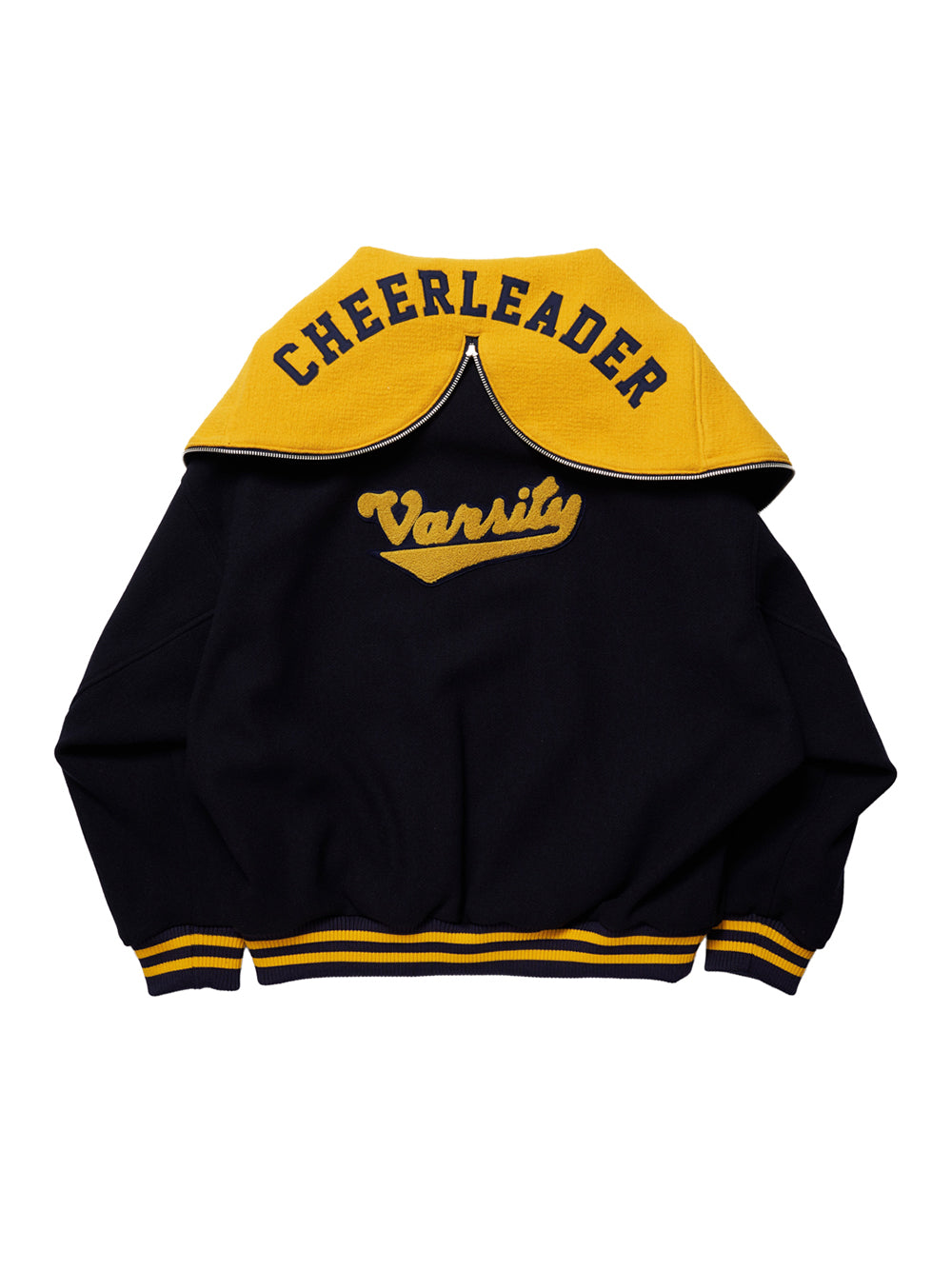 Petal Mouth Hood Varsity Jacket Navy