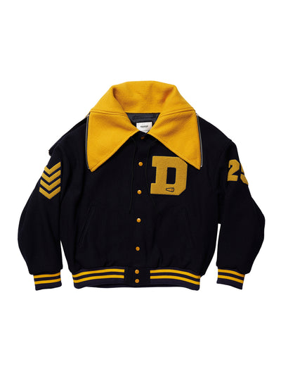 Petal Mouth Hood Varsity Jacket Navy