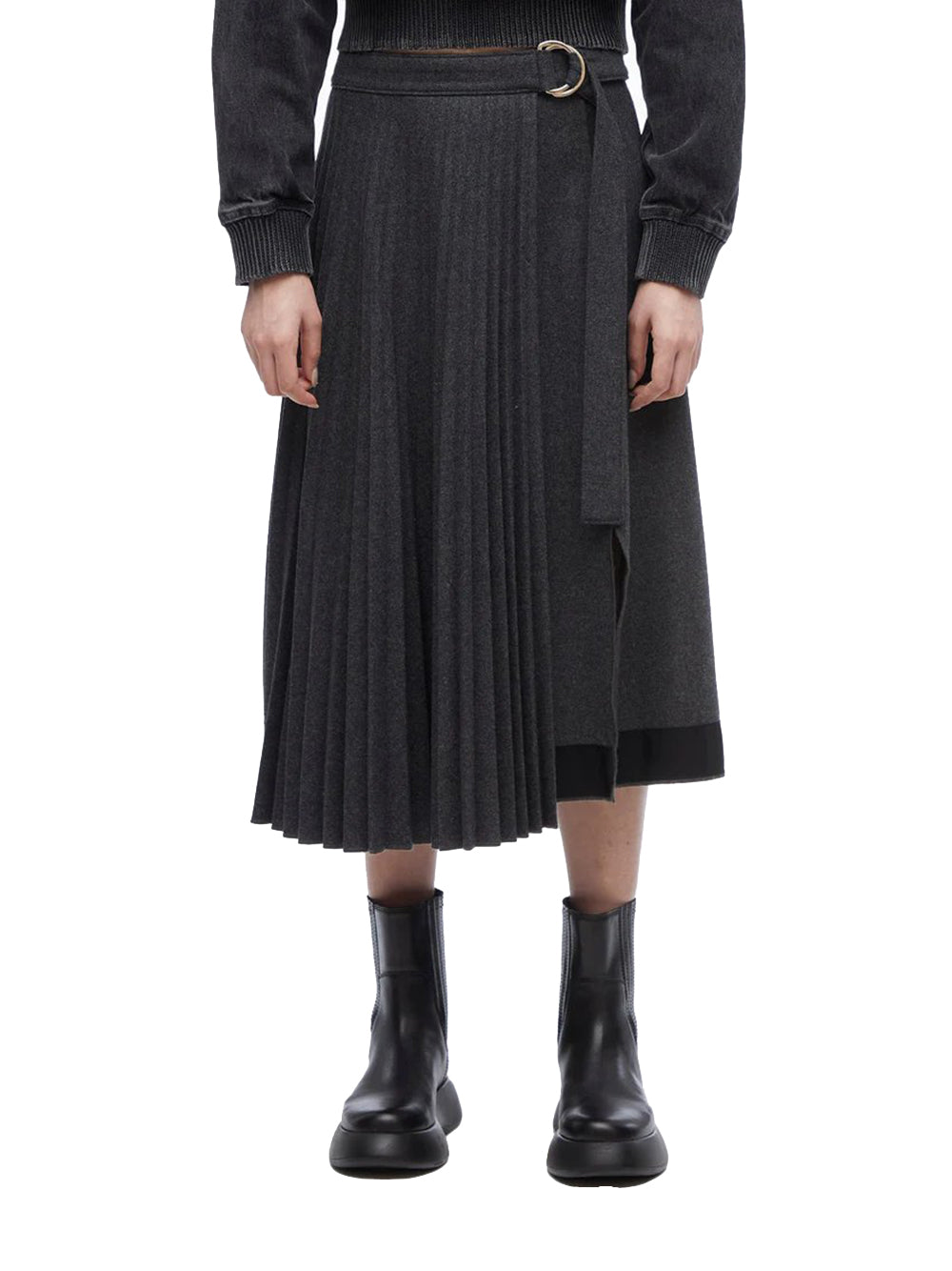 3.1-Phillip-Lim-Flannel-Pleated-Wrap-Skirt-Charcoal-1