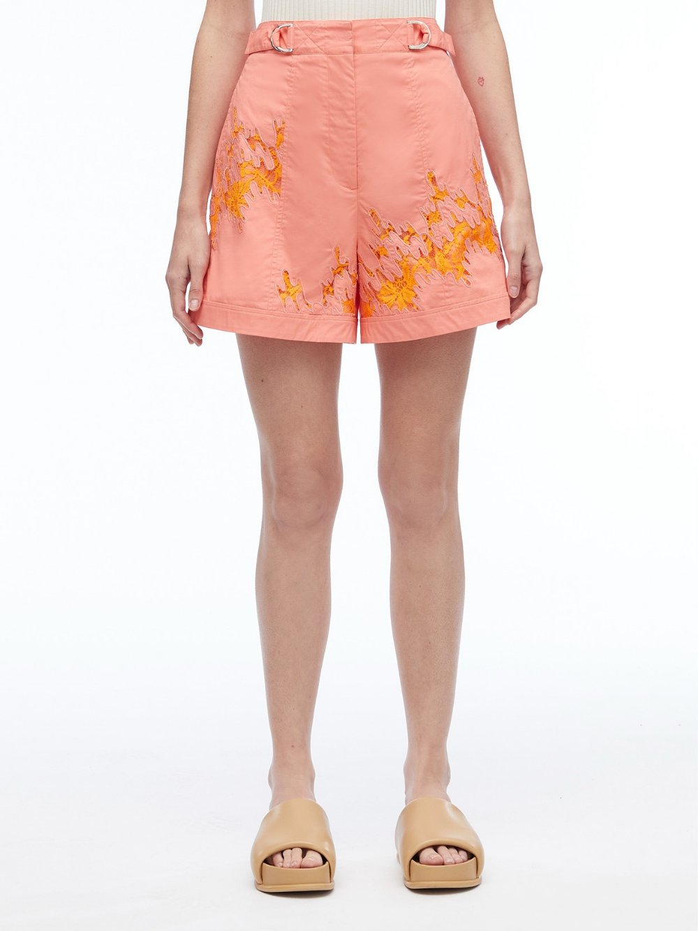 3.1-Phillip-Lim-Squiggle-Lace-Short-Coral-Orange-1