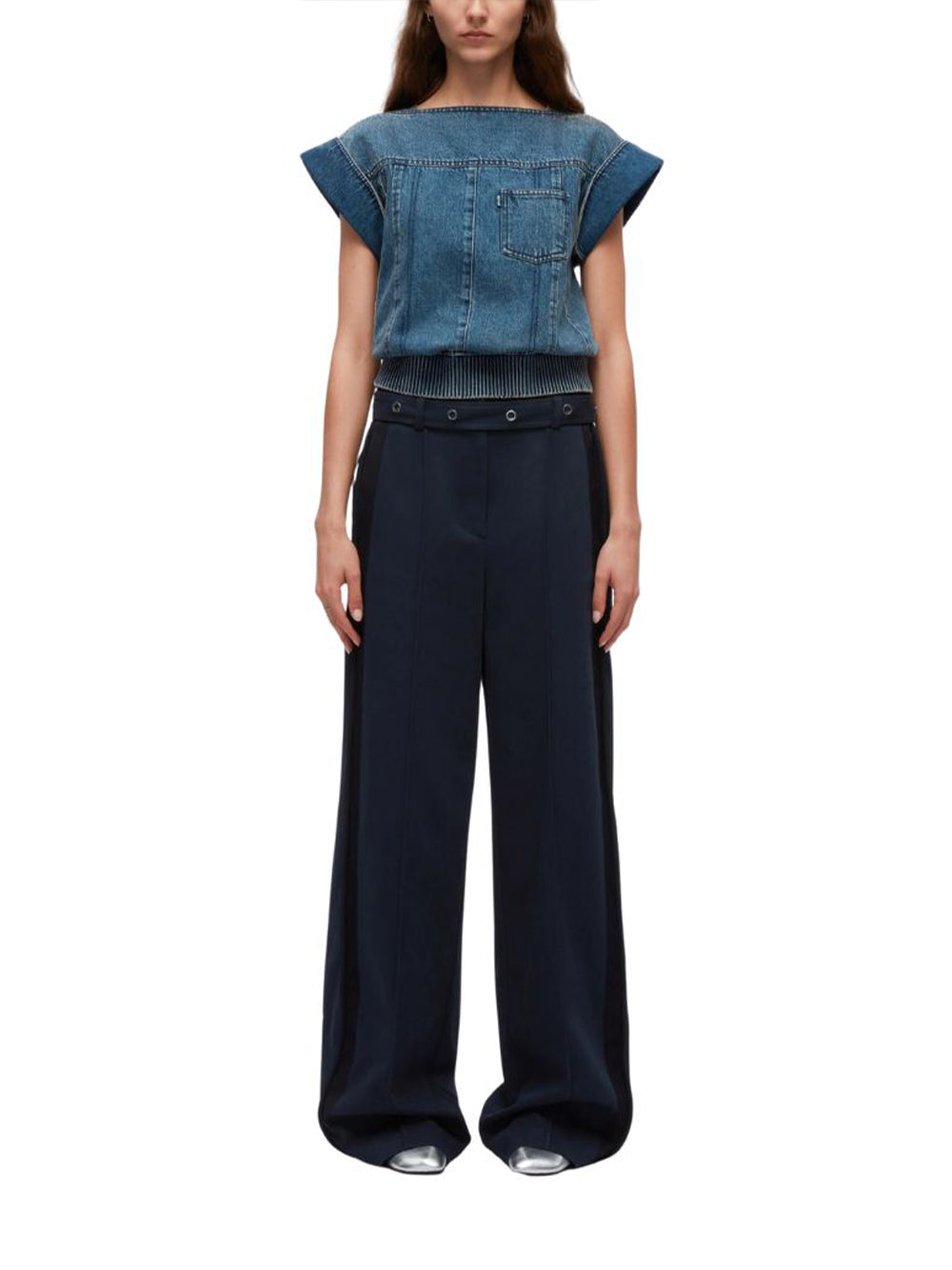 3.1 Phillip Lim-Deconstructed Cropped Denim-Blue-1