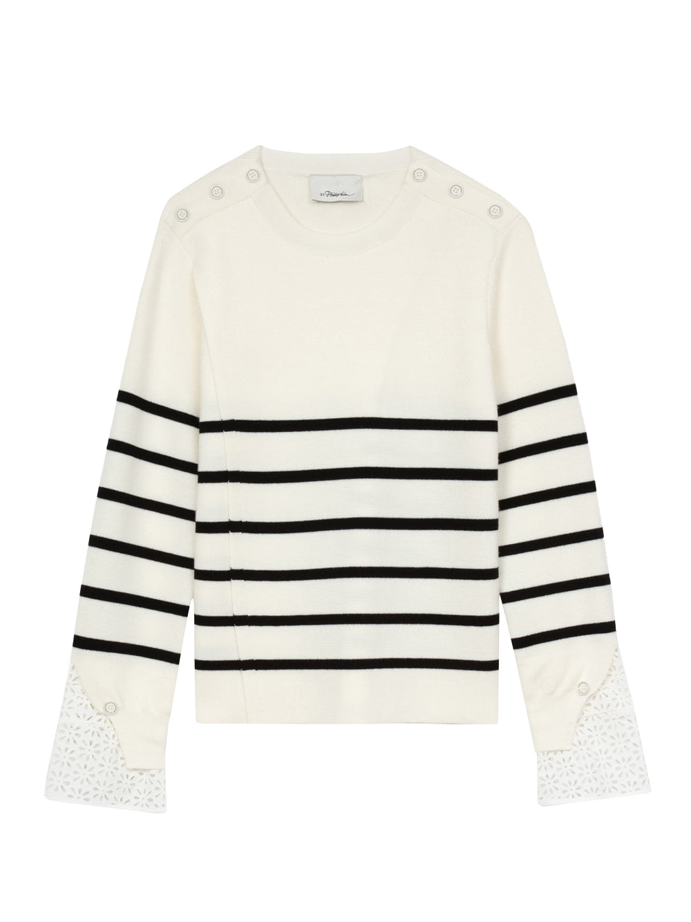 3.1PhillipLim-SailorStripeLongSleevePulloverWLaceCuff-Ivory-Black-1