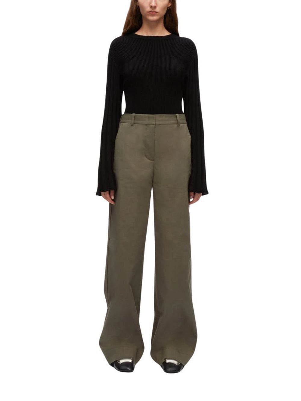 3.1 Phillip Lim-Traveling Rib Long Sleeve Pullover-Black-1