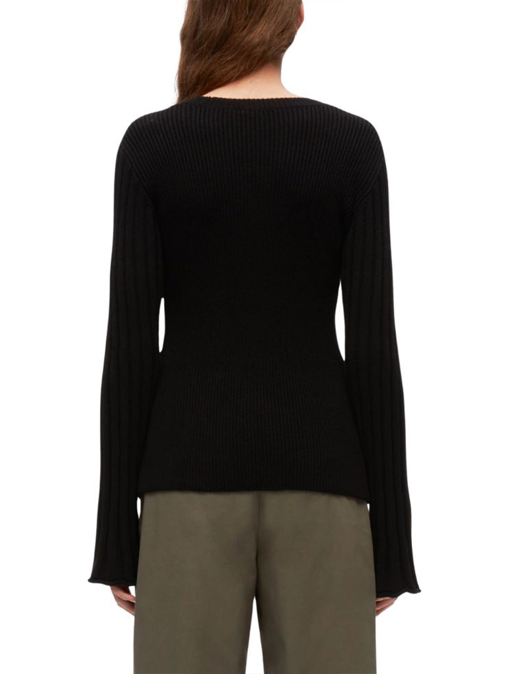 3.1 Phillip Lim-Traveling Rib Long Sleeve Pullover-Black-4