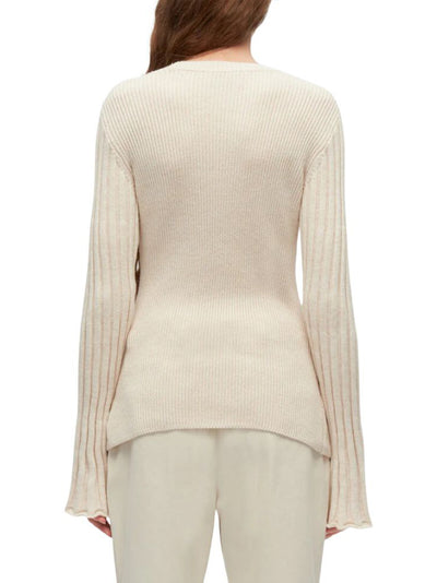 3.1 Phillip Lim-Traveling Rib Long Sleeve Pullover-Oatmeal-4