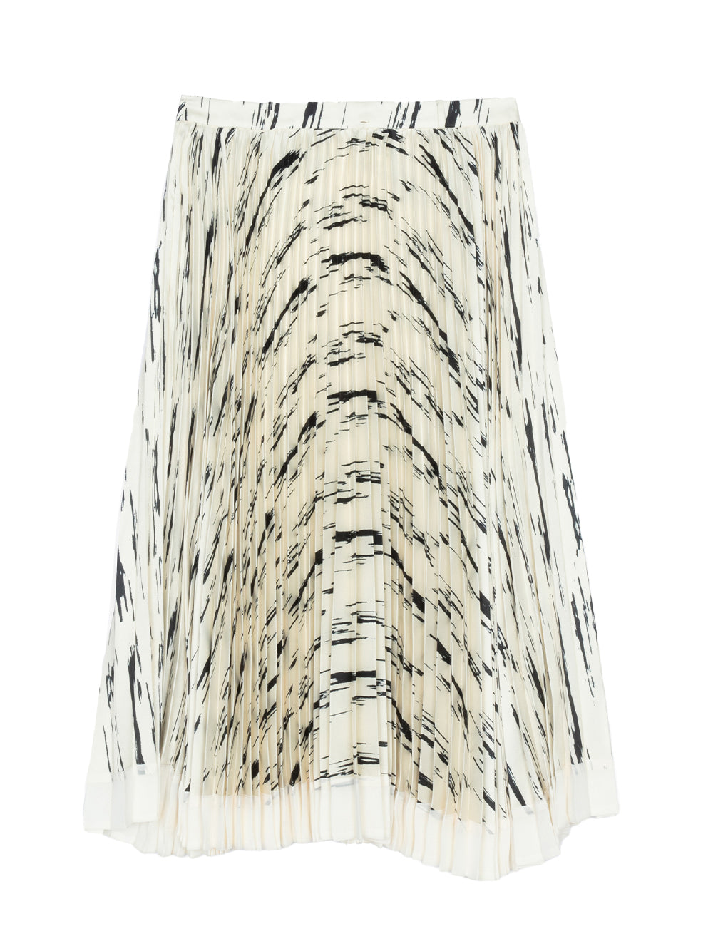 Abstract Wood Grain Pleated Skirt (Ivory Multi)