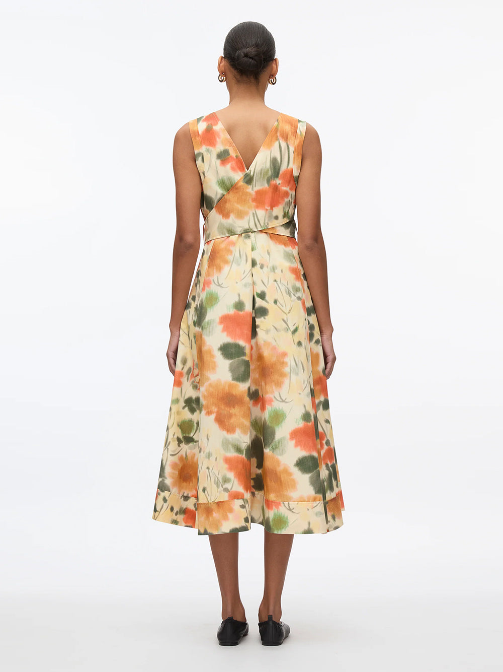 Blurred Marigold Belted Midi Dress (Marigold Multi)