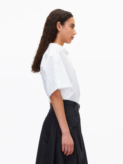 Cocoon Roll Collar Poplin Top (White)