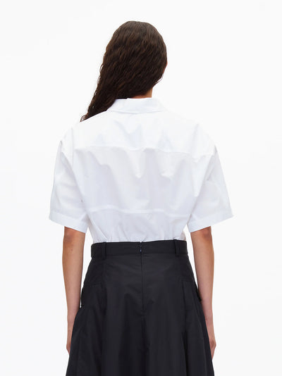 Cocoon Roll Collar Poplin Top (White)