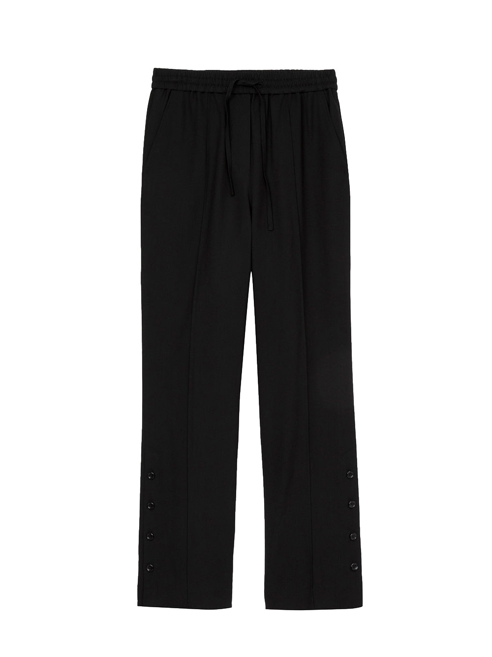 Cropped Elasticated Pants With Side Vent (Black)