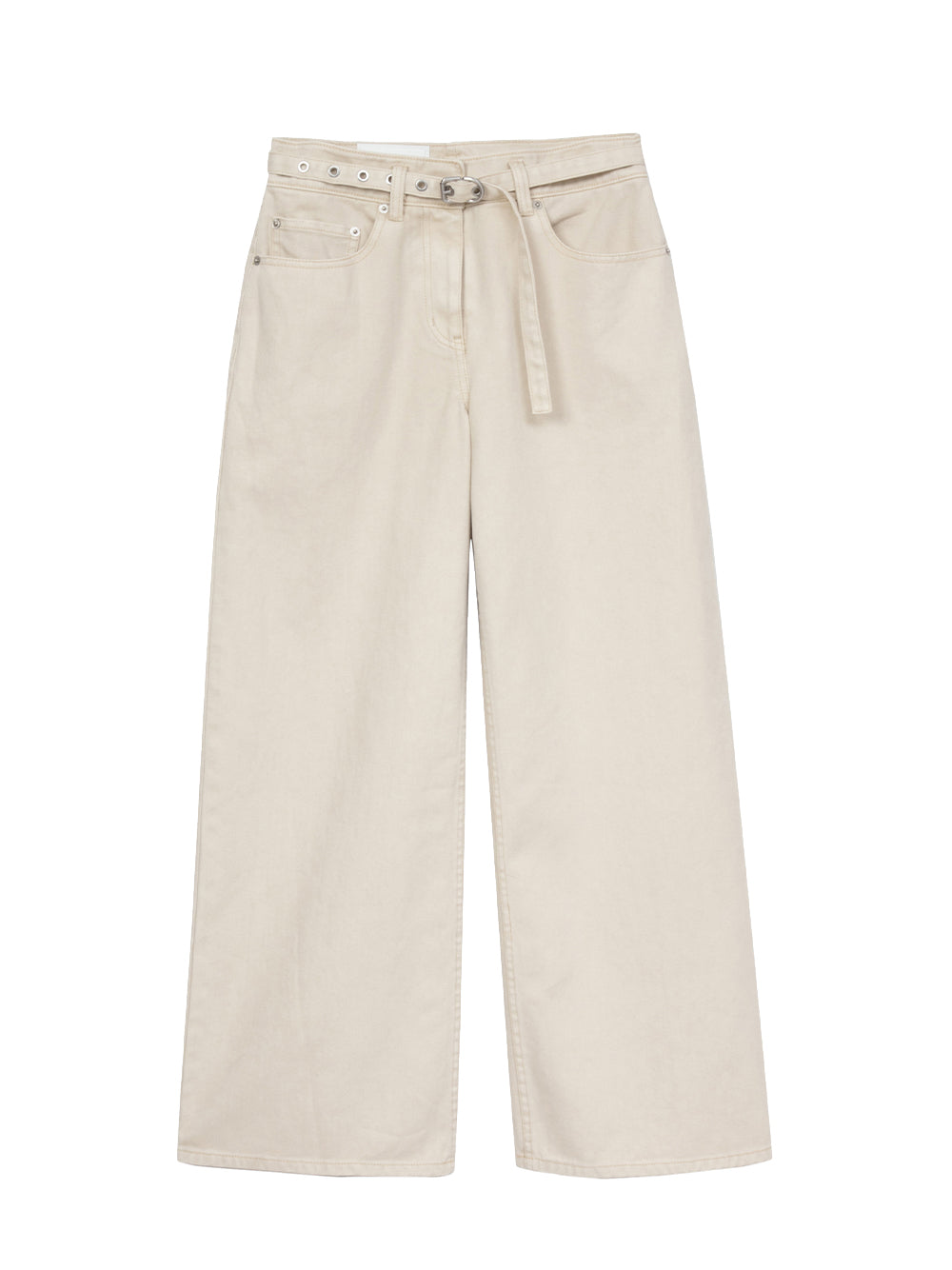 Denim Wide Leg Belted Jeans (Ecru)