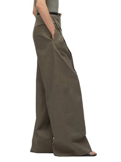 Double Pleated Wide Leg Trouser (Army)