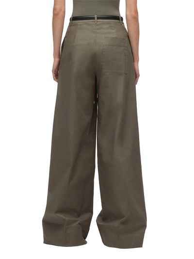 Double Pleated Wide Leg Trouser (Army)