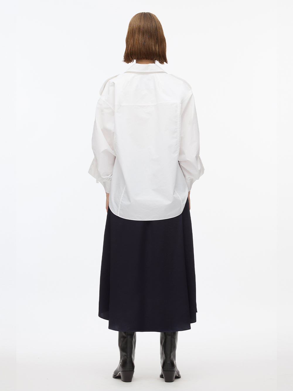 Draped Shirt Combo Slip Dress (White)