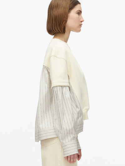 Gathered Poplin Sweatshirt (Alabaster)