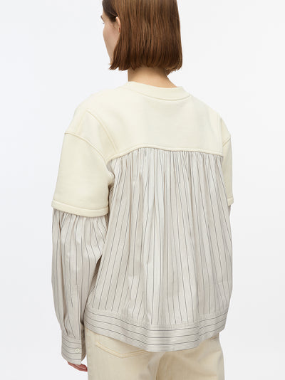 Gathered Poplin Sweatshirt (Alabaster)