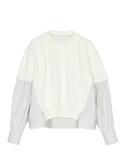 Gathered Poplin Sweatshirt (Alabaster)