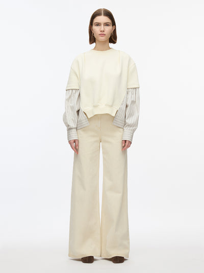 Gathered Poplin Sweatshirt (Alabaster)