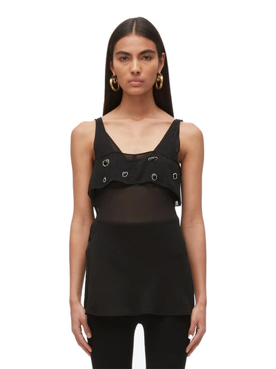 Halo Embroidered Chiffon Cami (Black)