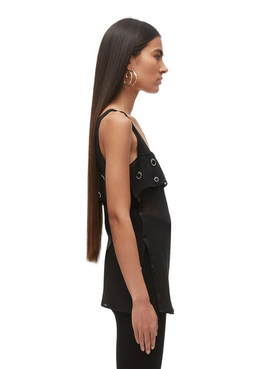 Halo Embroidered Chiffon Cami (Black)