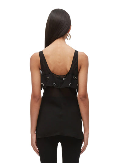 Halo Embroidered Chiffon Cami (Black)