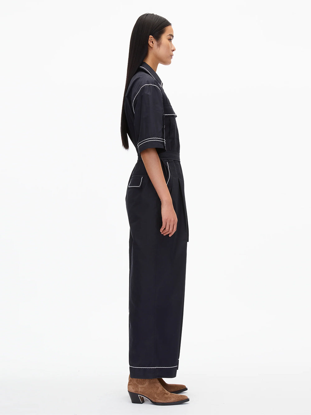 Jumpsuit With Wave Embroidery (Midnight)