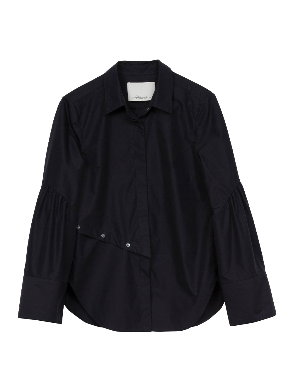 Long Sleeve Shirt with Asymmetric Button Panel (Midnight)