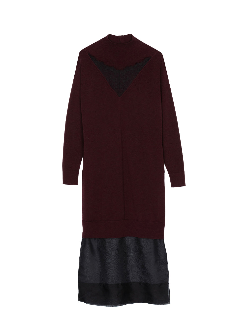 Mockneck Knit Dress with Lace Inlay (Elderberry)