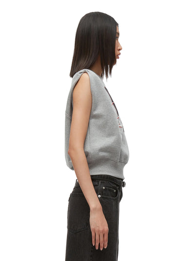 NY Lover Sleeveless Cropped Sweatshirt (Grey Melange)