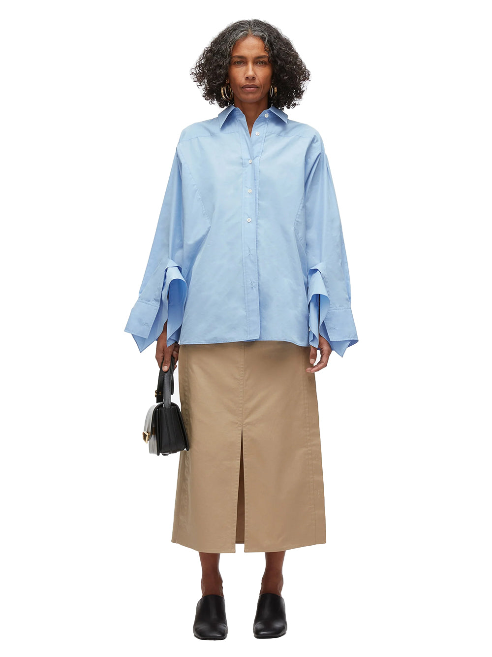 Oversize Shirt with Cascade Cuff (Oxford Blue)