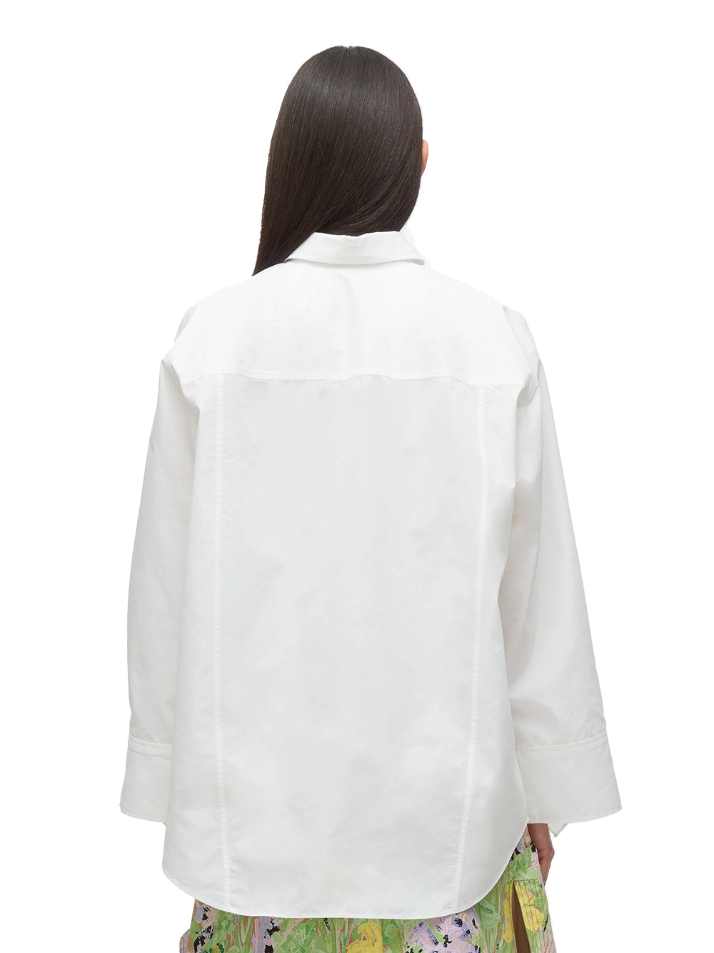 Oversize Shirt with Cascade Cuff (White)