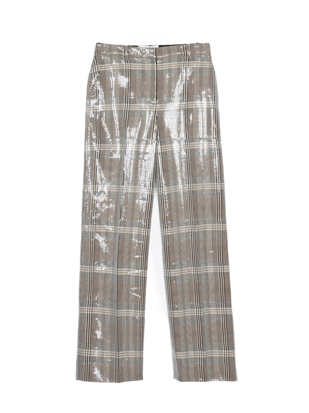 Sequin Plaid Wide Leg Pant (Brown Multi)