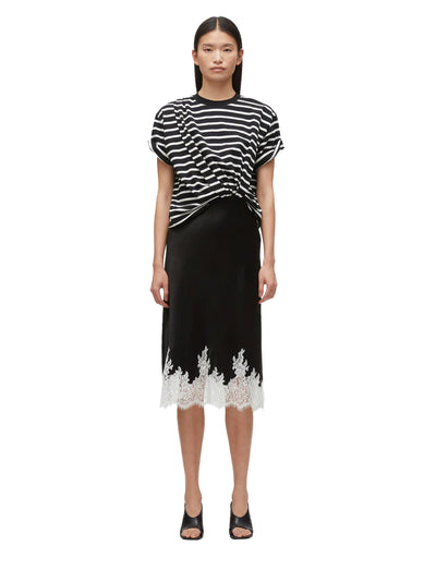 Striped Draped T-Shirt Slip Combo Dress (Black Multi Striped)