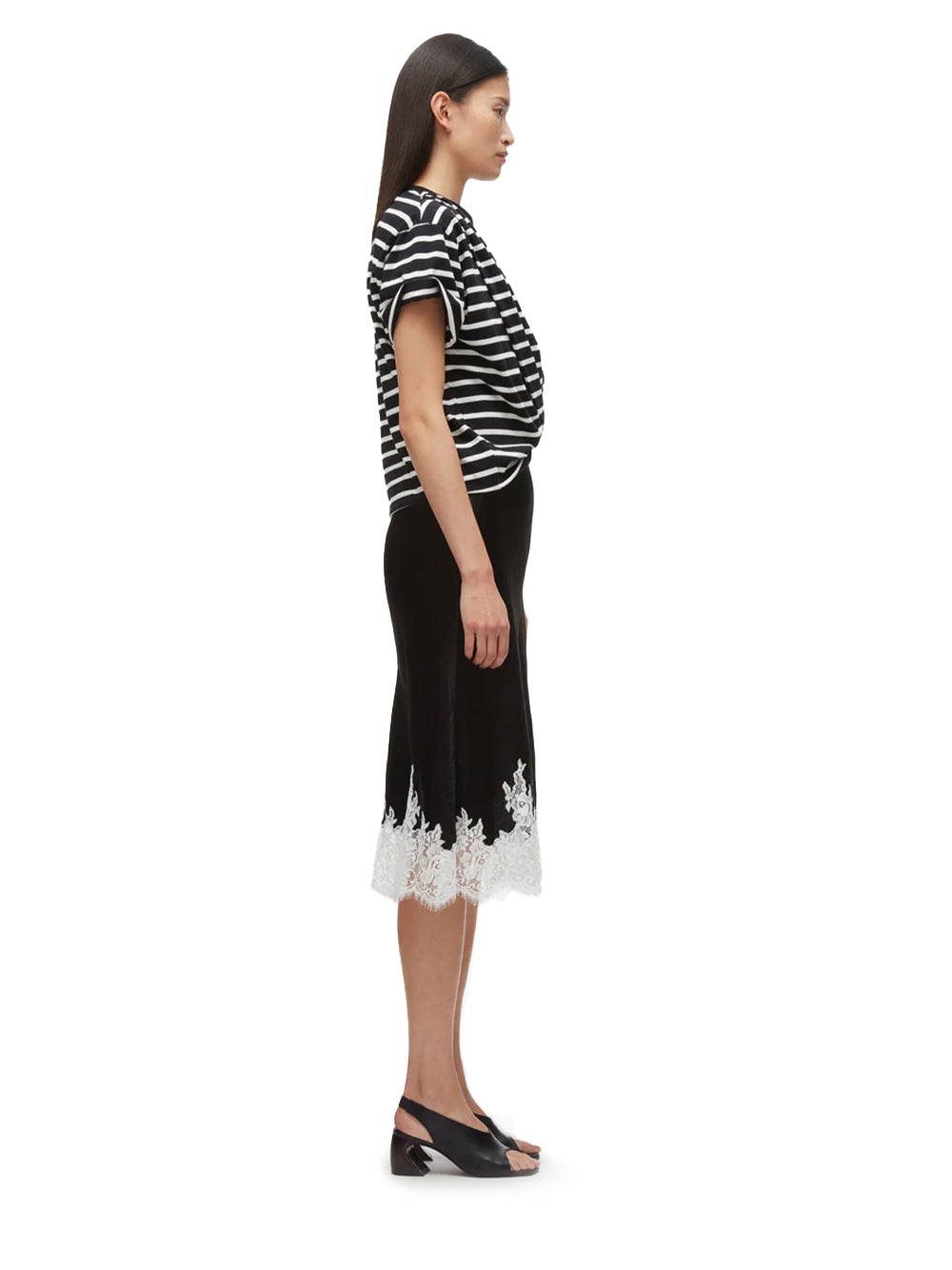 Striped Draped T-Shirt Slip Combo Dress (BLK Multi Striped)