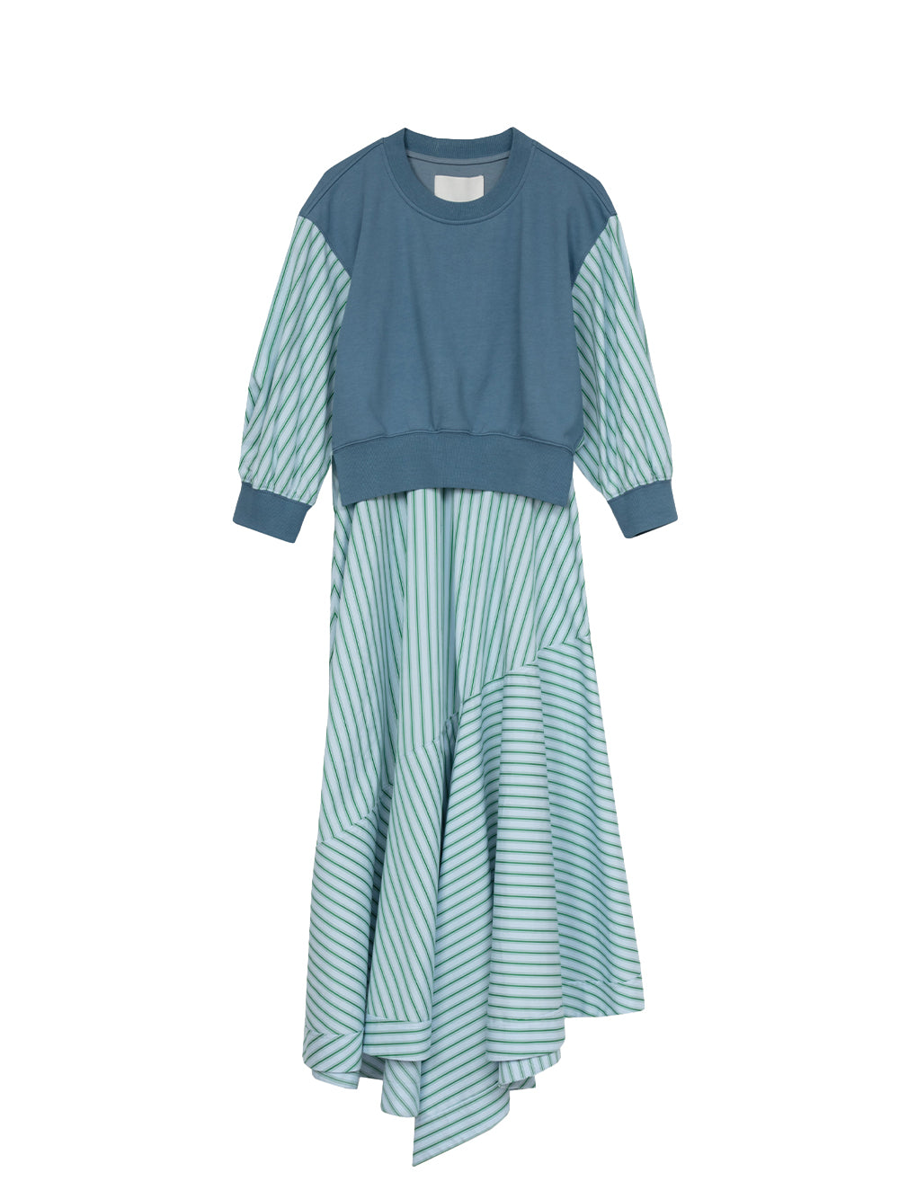 Tear Drop Sleeve Sweatshirt Combo Dress (Slate Blue Multi)