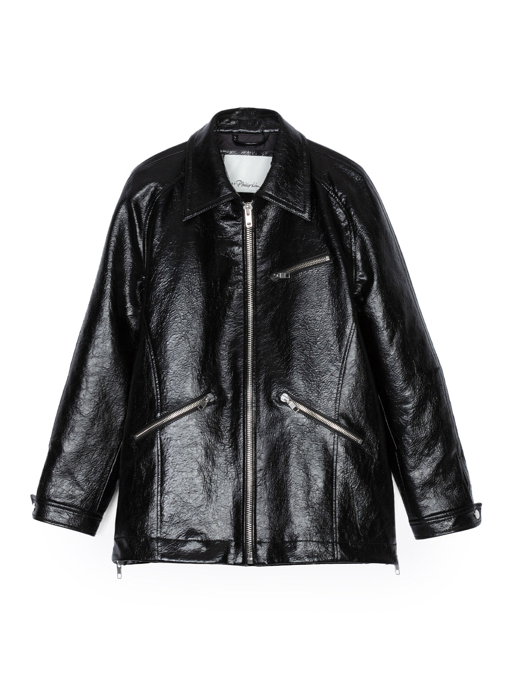 Textured Faux Leather Ranch Jacket (Black)