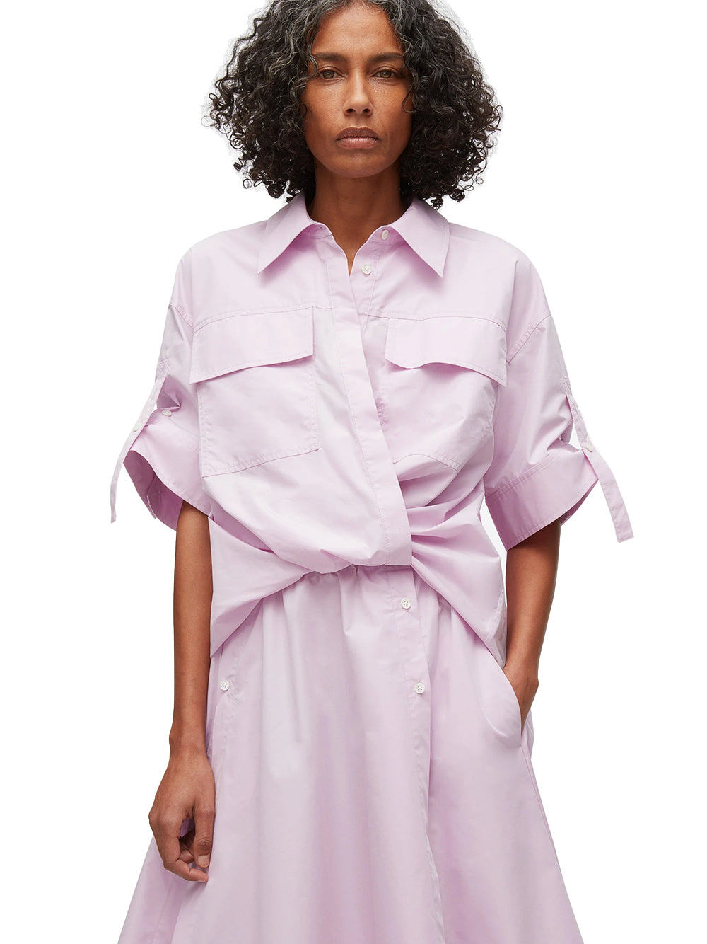 Tucked Front Shirt Dress (Wisteria)