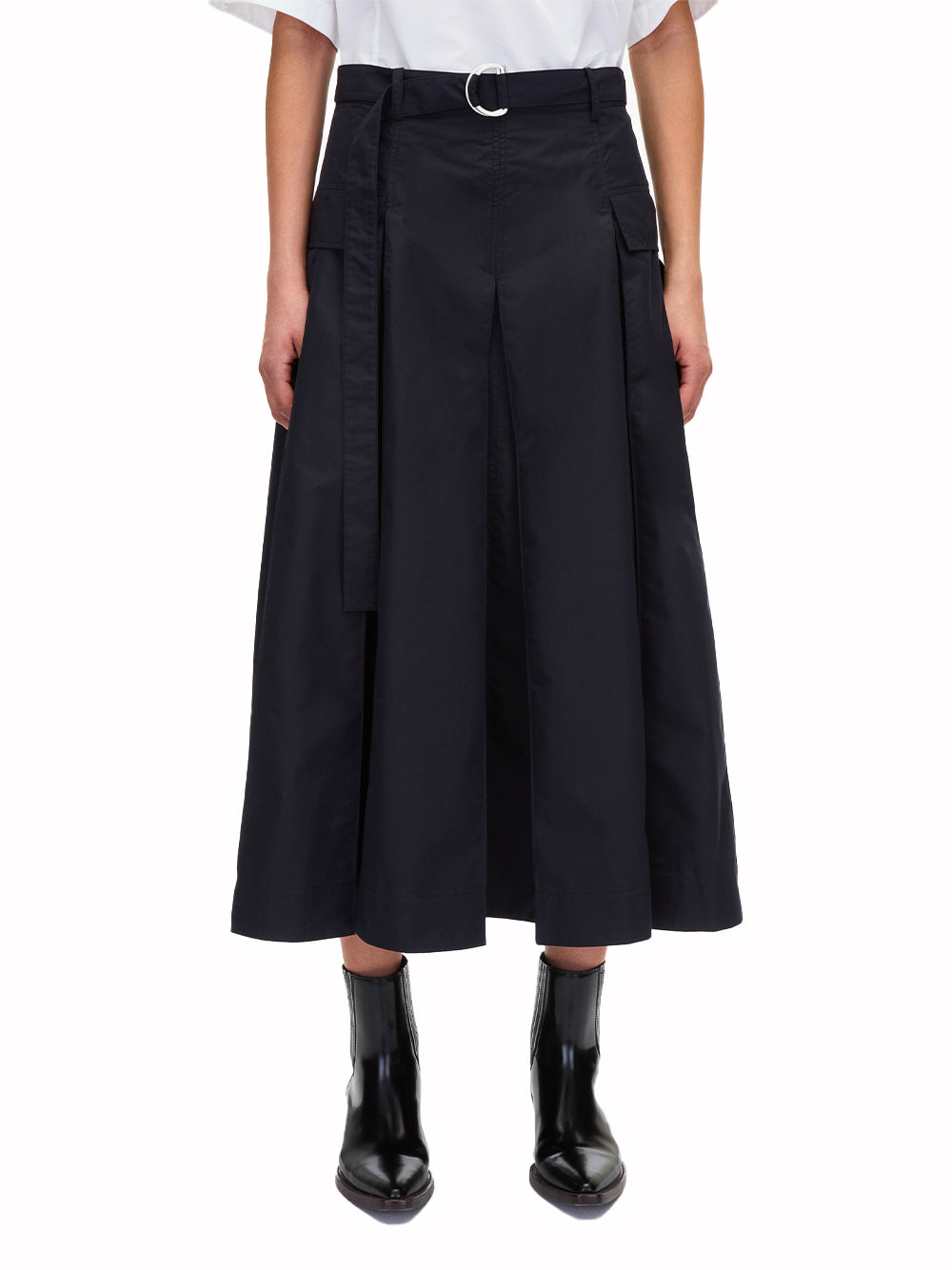 Utility Poplin Midi Skirt (Midnight)