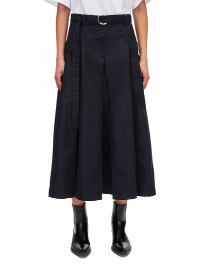 Utility Poplin Midi Skirt (Midnight)
