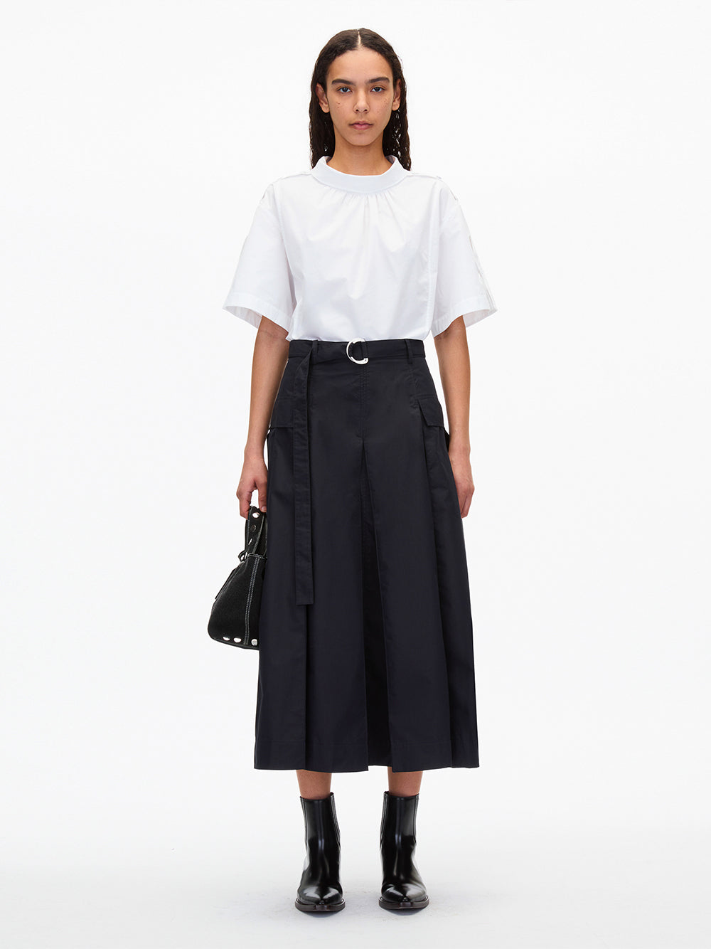 Utility Poplin Midi Skirt (Midnight)