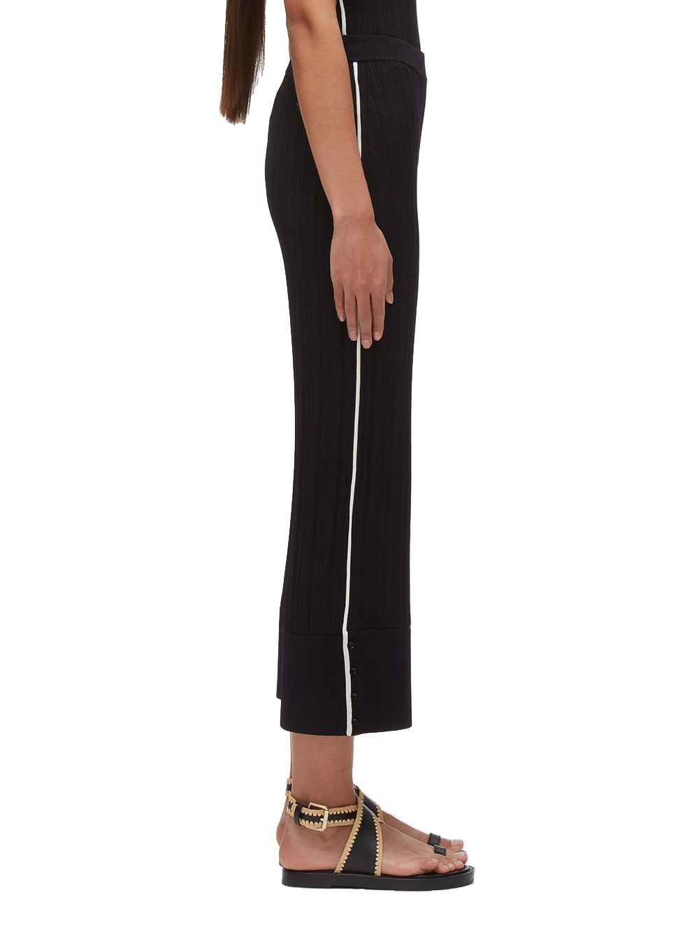 Wide Leg Pajama with Piping (Midnight-Ivory)