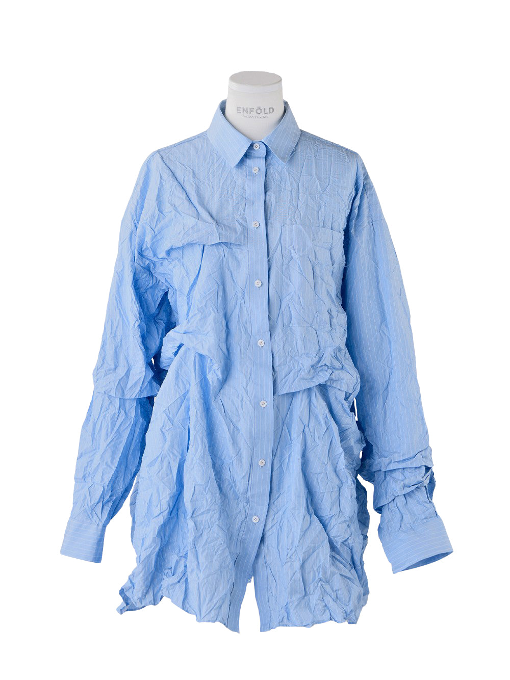 Wrinkle Tucked Shirt Light Blue