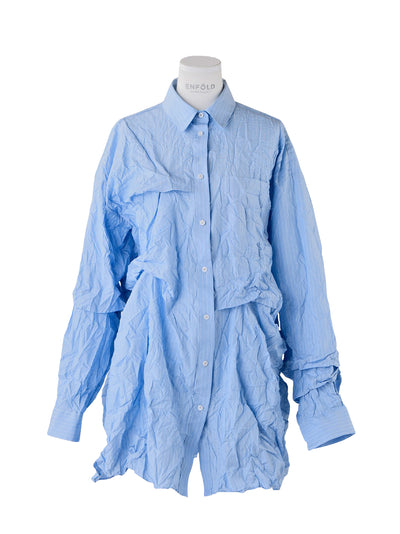 Wrinkle Tucked Shirt Light Blue