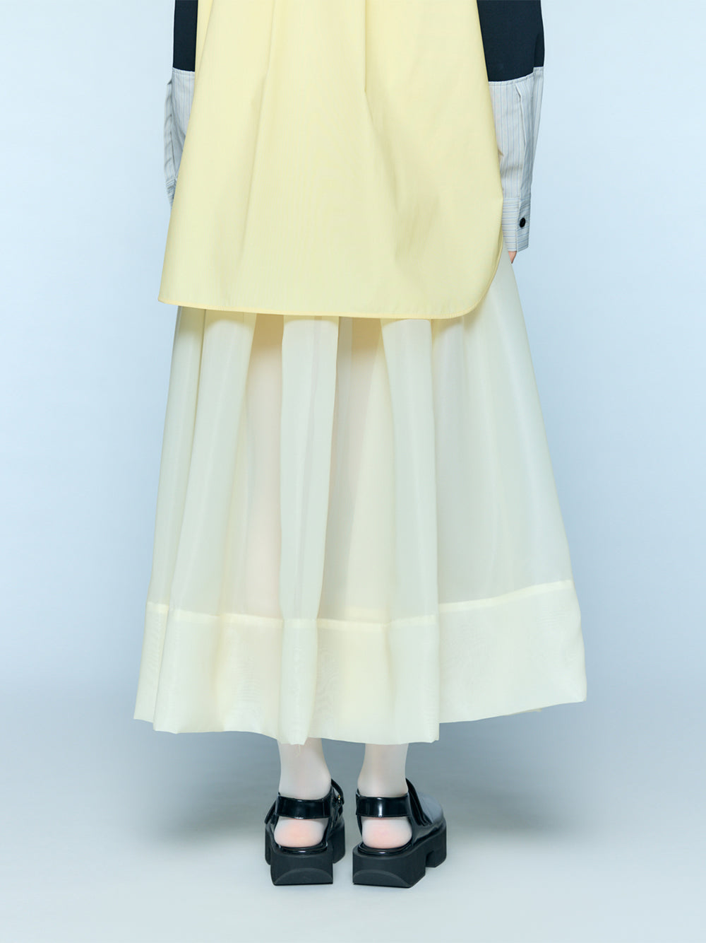 Sheer Flared Skirt Ecru